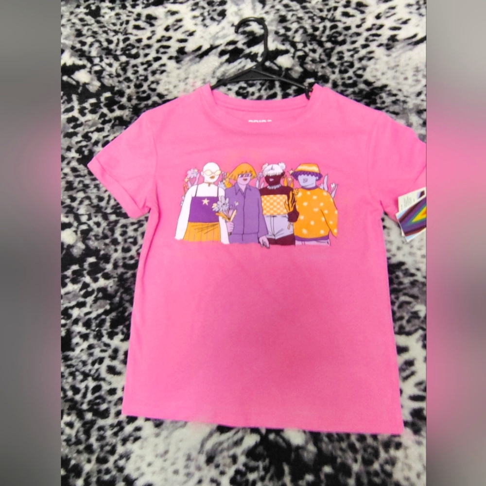 NWT Target pride 2023 Anjelica colliard Small Pink T-shirt w/people on front.